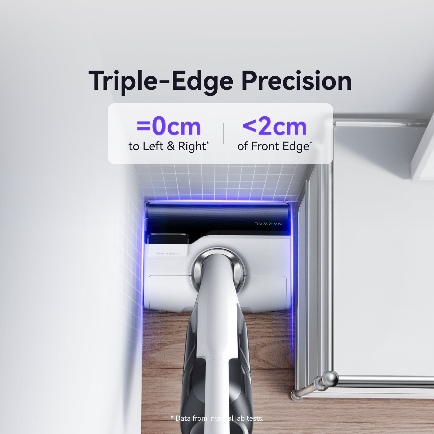 Narwal S30 wet dry vacuum demonstrating triple-edge precision cleaning close to walls.