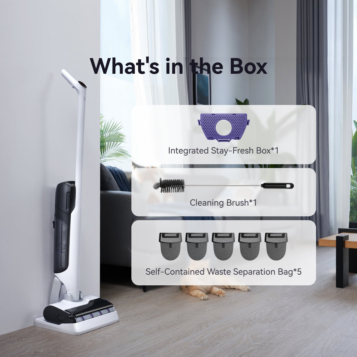 Narwal S30 wet dry vacuum package contents displayed with all included accessories.