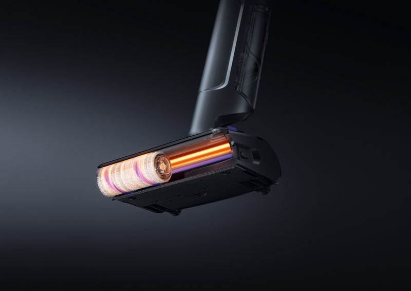 Roller Brush for S20 Pro in action, showing the rotating brush with enhanced cleaning performance and dynamic design.