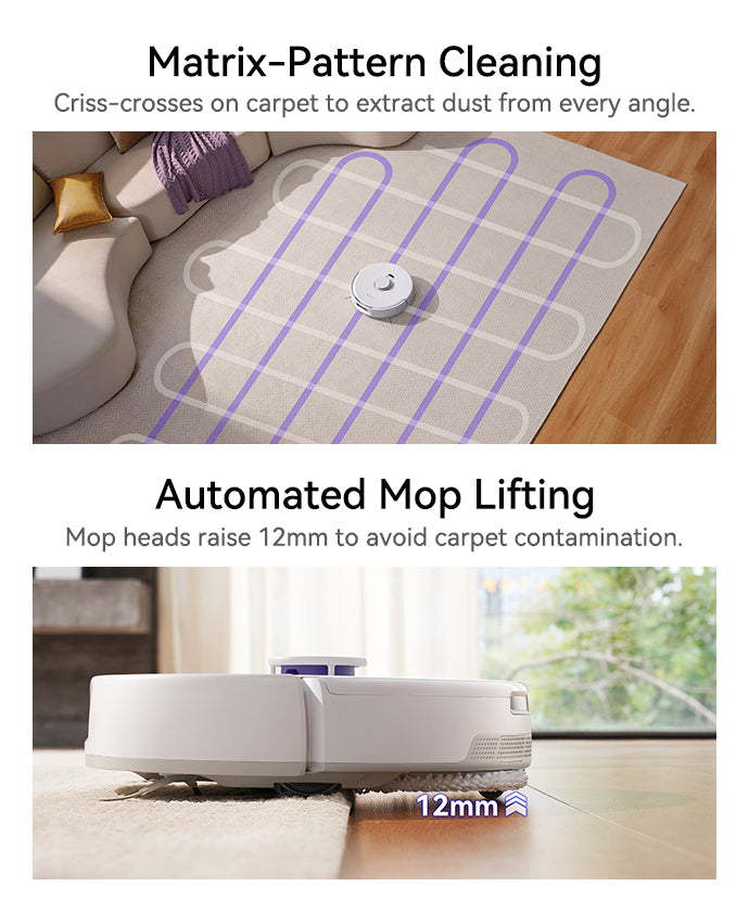 matrix-pattern cleaning and auto mop lifting