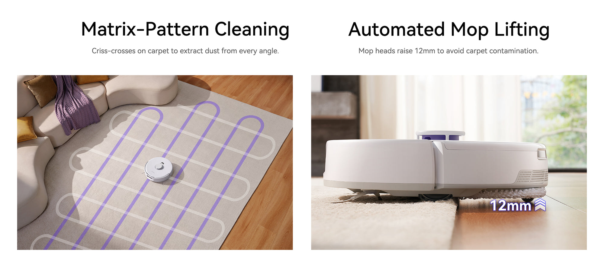 matrix-pattern cleaning and auto mop lifting
