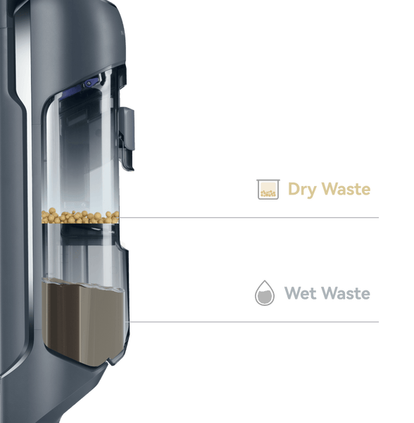 Narwal S20 Pro cordless vacuum mop with separate compartments for dry and wet waste collection.